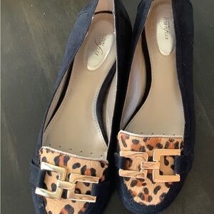 Alfani Black Suede & Cheetah Accent Loafers Flats Step N Flex Allegra si…
